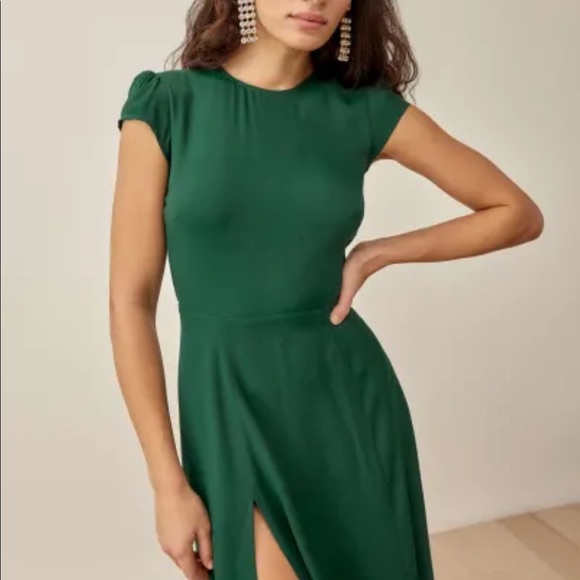 NWT Reformation Gavin Dress Emerald - Picture 3 of 7